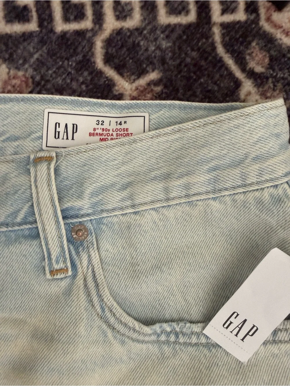 NWT - Gap Mid Rise Loose Denim Bermuda Shorts in Light Wash